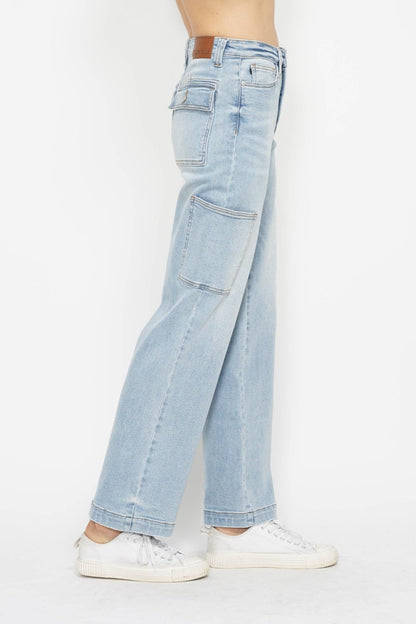 Judy Blue Full Size High Waist Straight Cargo Jeans - Free Shipping - Aurelia Clothing