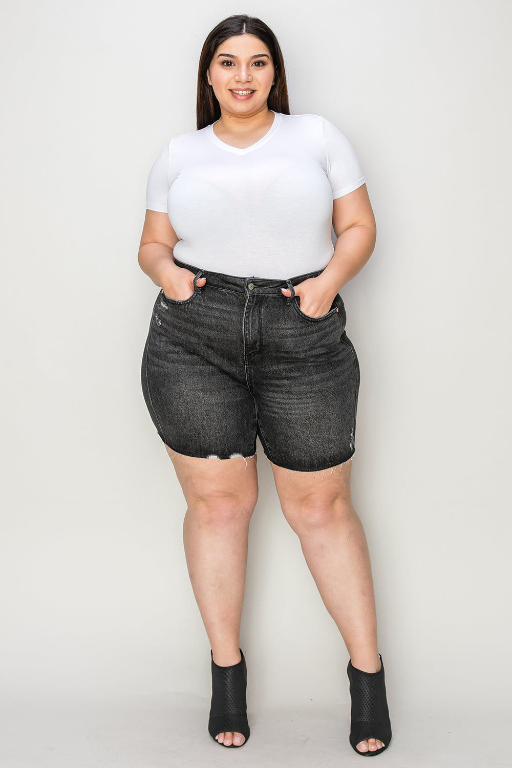 Judy Blue Full Size High Waist Tummy Control Denim Shorts - Aurelia Clothing