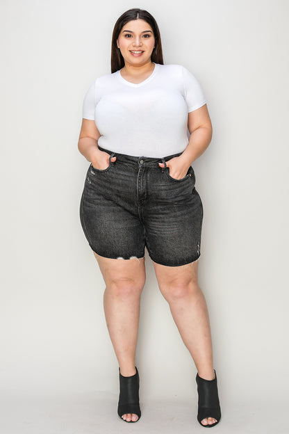 Judy Blue Full Size High Waist Tummy Control Denim Shorts - Aurelia Clothing