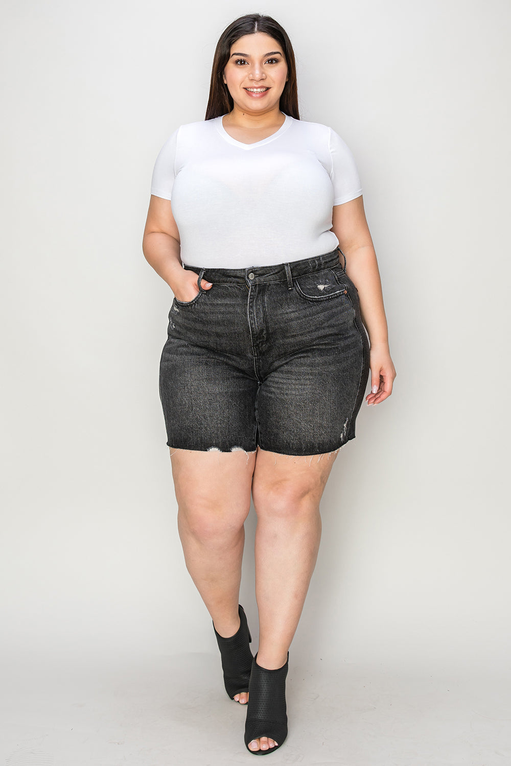 Judy Blue Full Size High Waist Tummy Control Denim Shorts - Aurelia Clothing