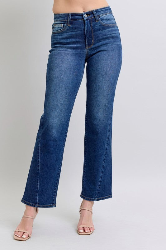 Judy Blue Full Size Side Seam Detail Straight Jeans with Pockets - Aurelia Clothing