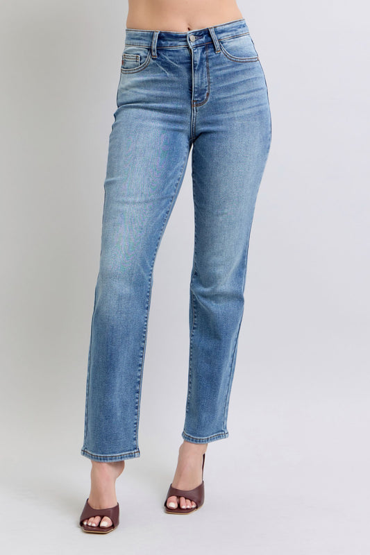 Judy Blue Full Size Wash Thermal Straight Jeans with Pockets - Aurelia Clothing