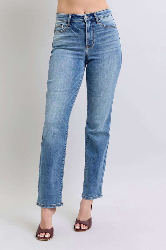 Judy Blue Full Size Wash Thermal Straight Jeans with Pockets - Free Shipping - Aurelia Clothing