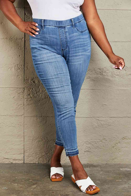 Judy Blue Janavie Full Size High Waisted Pull On Skinny Jeans - Aurelia Clothing