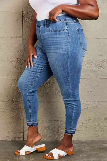 Judy Blue Janavie Full Size High Waisted Pull On Skinny Jeans - Aurelia Clothing