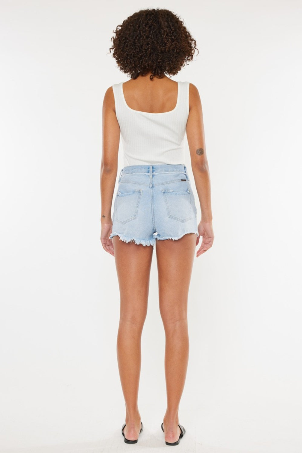 Kancan Distressed Button Fly Denim Shorts - Aurelia Clothing