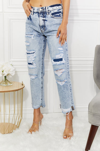 Kancan Kendra High Rise Distressed Straight Jeans - Aurelia Clothing