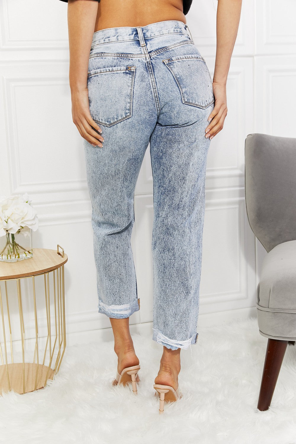 Kancan Kendra High Rise Distressed Straight Jeans - Aurelia Clothing