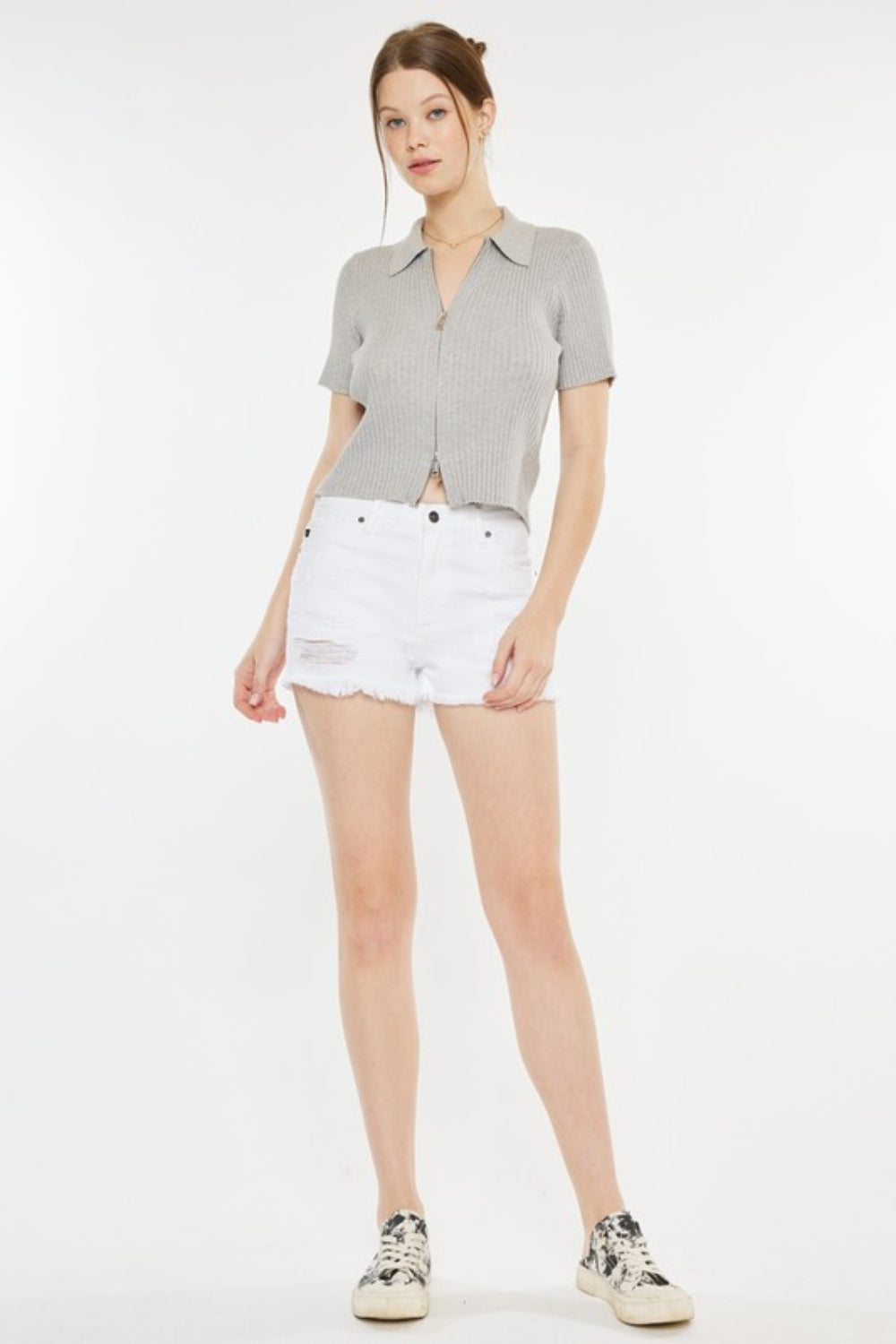 Kancan Raw Hem Distressed Denim Shorts - Aurelia Clothing