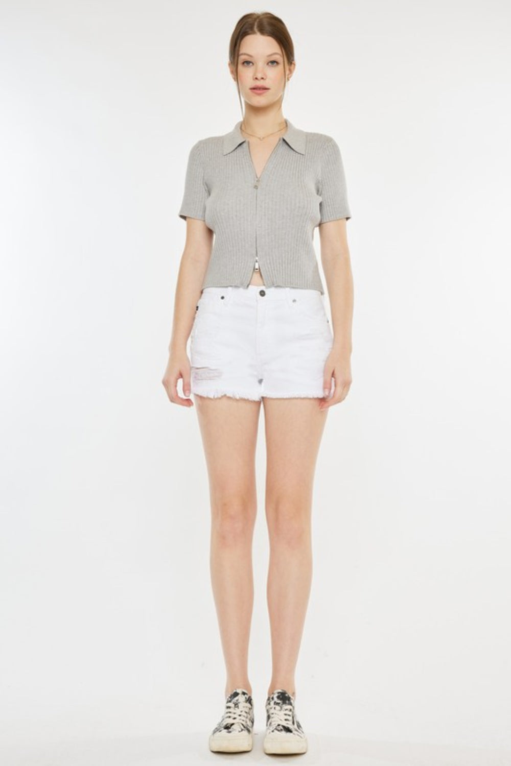 Kancan Raw Hem Distressed Denim Shorts - Aurelia Clothing