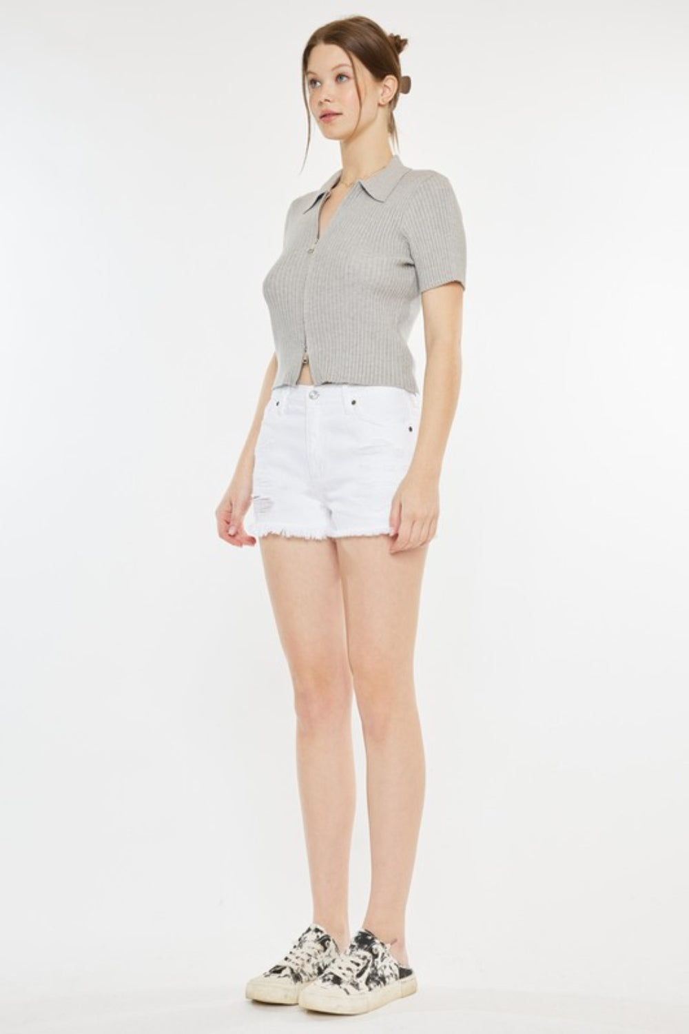 Kancan Raw Hem Distressed Denim Shorts - Aurelia Clothing