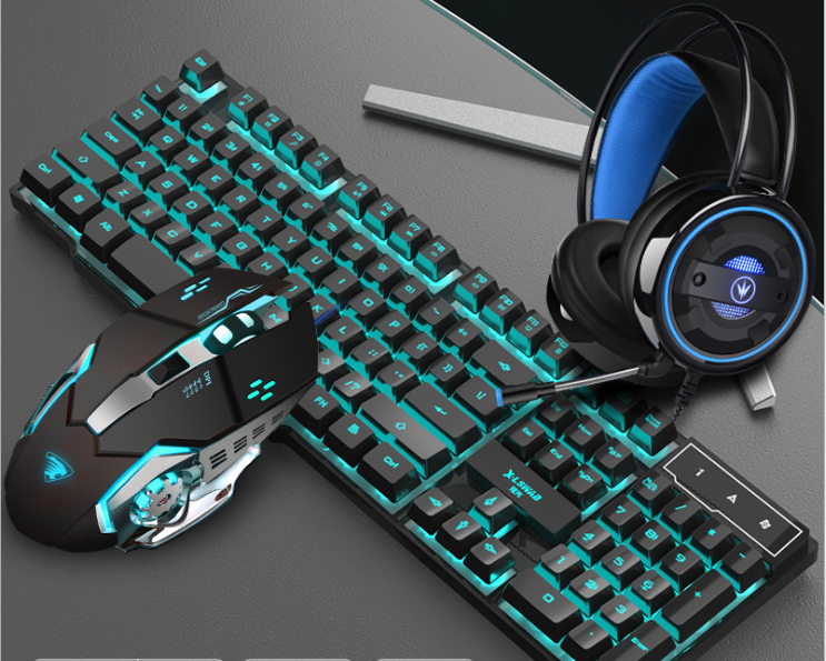 Keyboard Mouse Headset Glare Gaming Set - Free Shipping - Aurelia Clothing