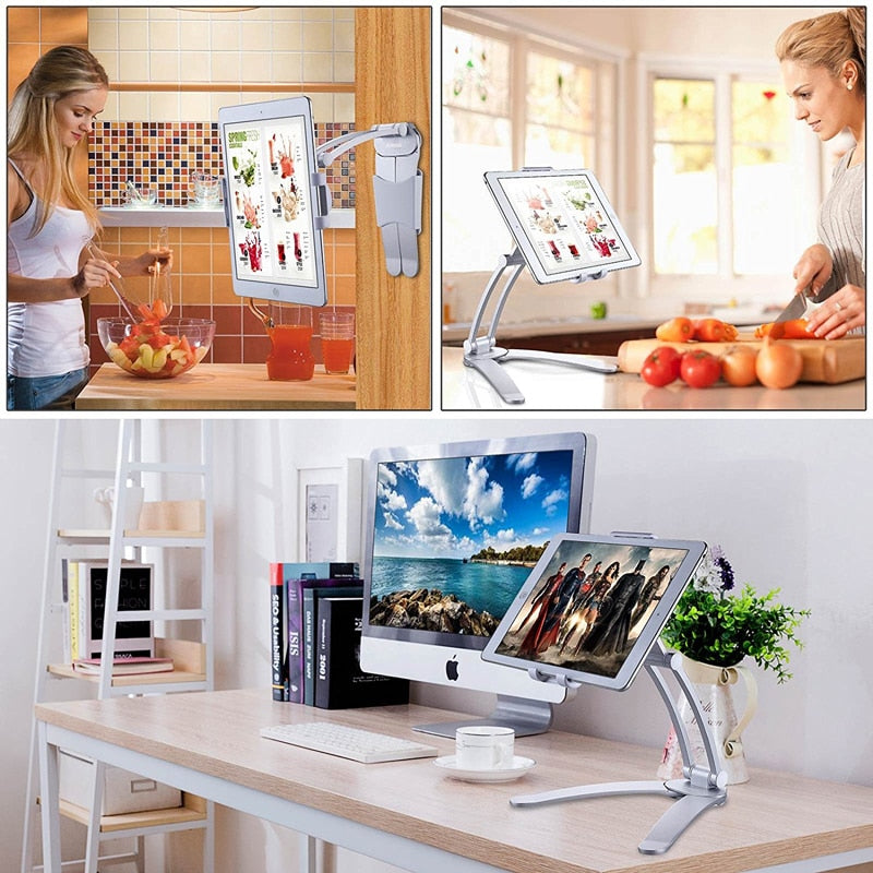 Kitchen Tablet Stand Wall Desk Tablet Mount Stand Fit For 5-10.5 inch Width Tablet  Metal Bracket Smartphones Holders - Free Shipping - Aurelia Clothing