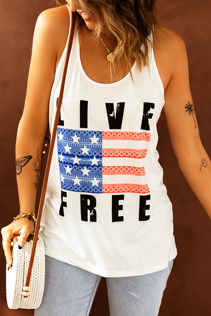 LIVE FREE Stars and Stripes Graphic Tank - Aurelia Clothing