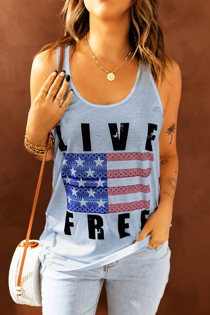 LIVE FREE Stars and Stripes Graphic Tank - Aurelia Clothing