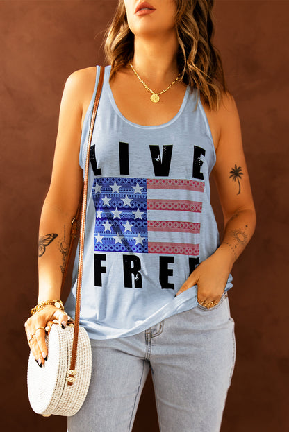 LIVE FREE Stars and Stripes Graphic Tank - Aurelia Clothing