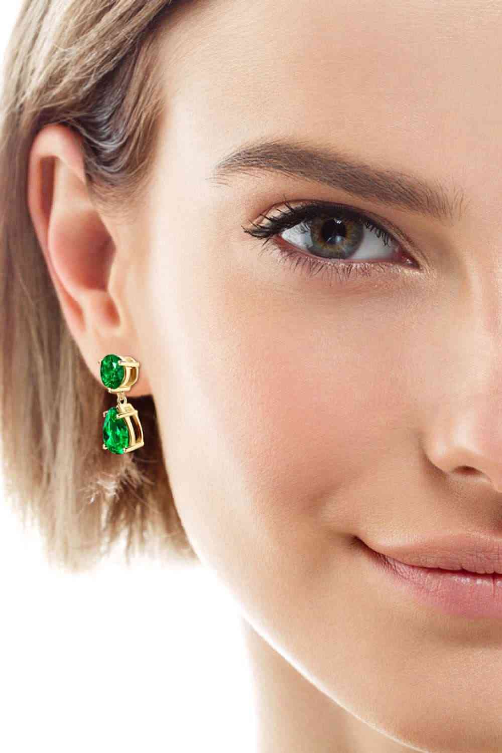 Lab-Grown Emerald Drop Earrings - Aurelia Clothing