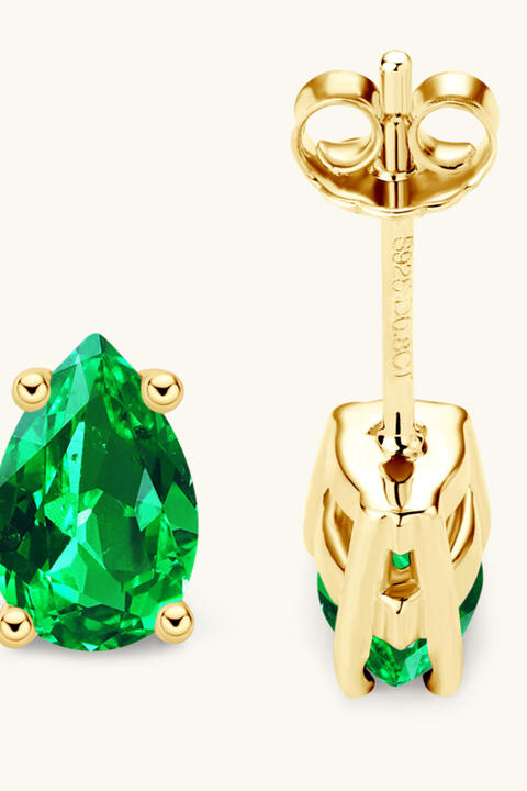 Lab-Grown Emerald Stud Earrings - Aurelia Clothing