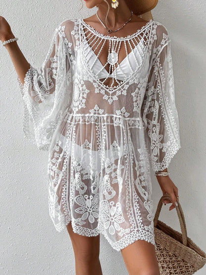 Lace Round Neck Cover-Up - Aurelia Clothing