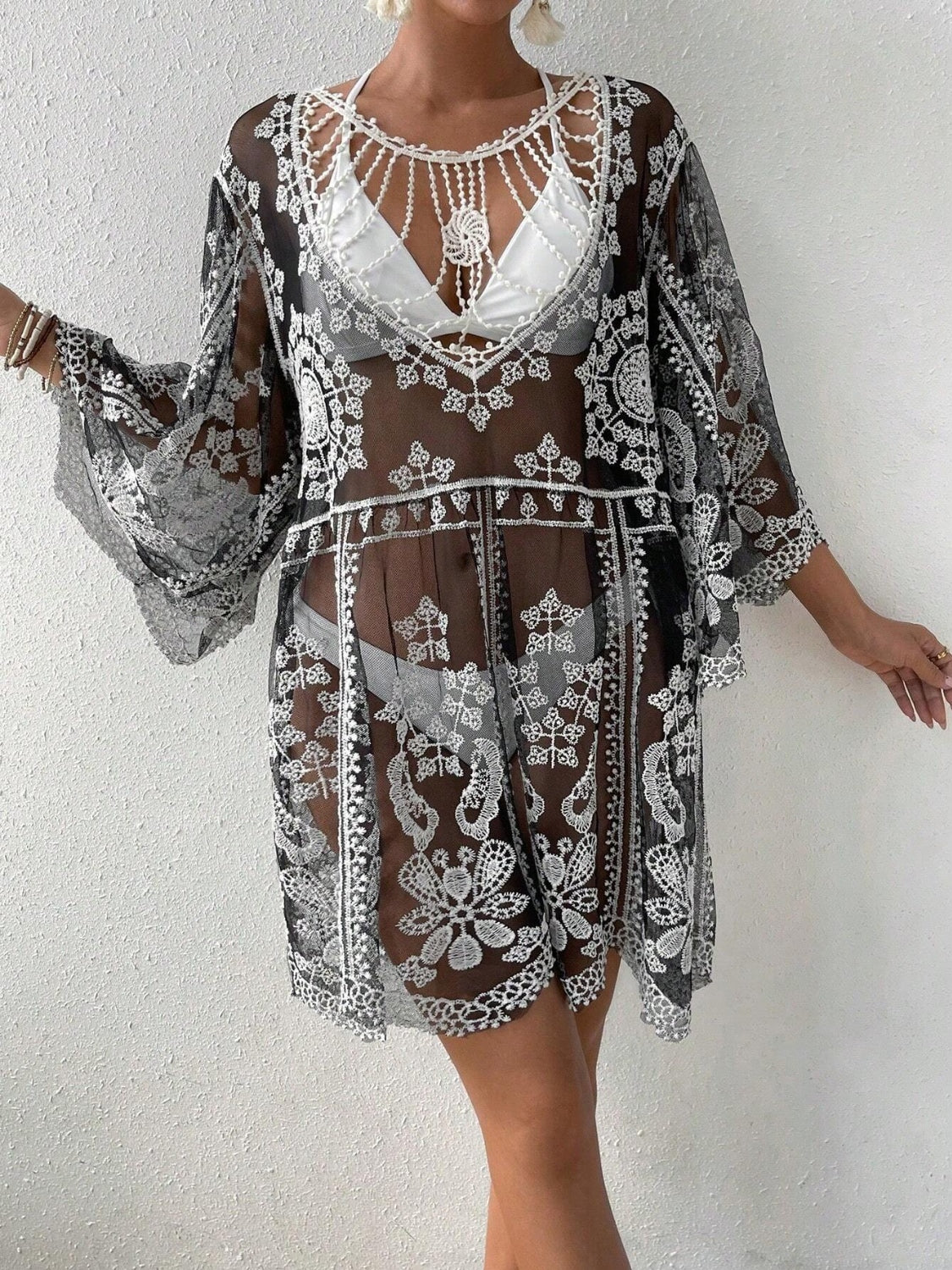 Lace Round Neck Cover-Up - Aurelia Clothing