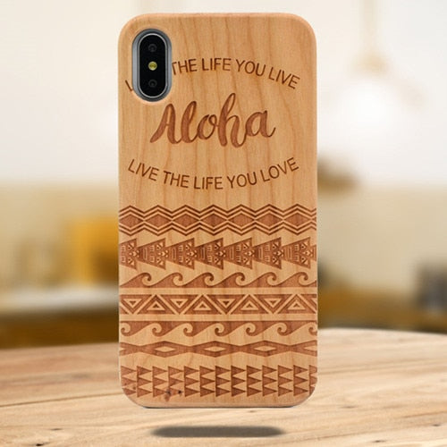 Laser Engraving Real Wood Cell Phone Case for iPhone XS MAX XR 7 8PLUS X Wooden Unique Shock Customized Bamboo Phone Cover Shell -  Free Shipping - Aurelia Clothing