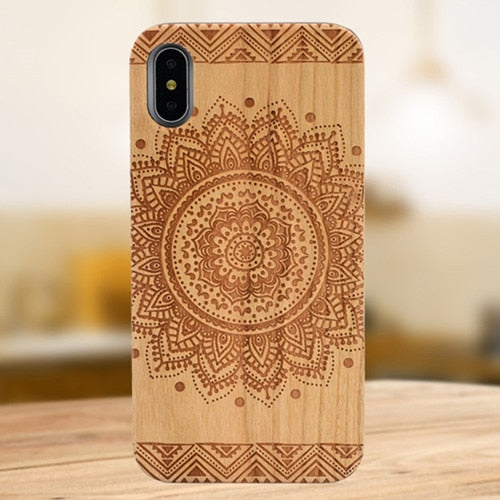 Laser Engraving Real Wood Cell Phone Case for iPhone XS MAX XR 7 8PLUS X Wooden Unique Shock Customized Bamboo Phone Cover Shell -  Free Shipping - Aurelia Clothing