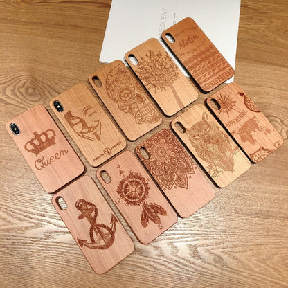 Laser Engraving Real Wood Cell Phone Case for iPhone XS MAX XR 7 8PLUS X Wooden Unique Shock Customized Bamboo Phone Cover Shell -  Free Shipping - Aurelia Clothing