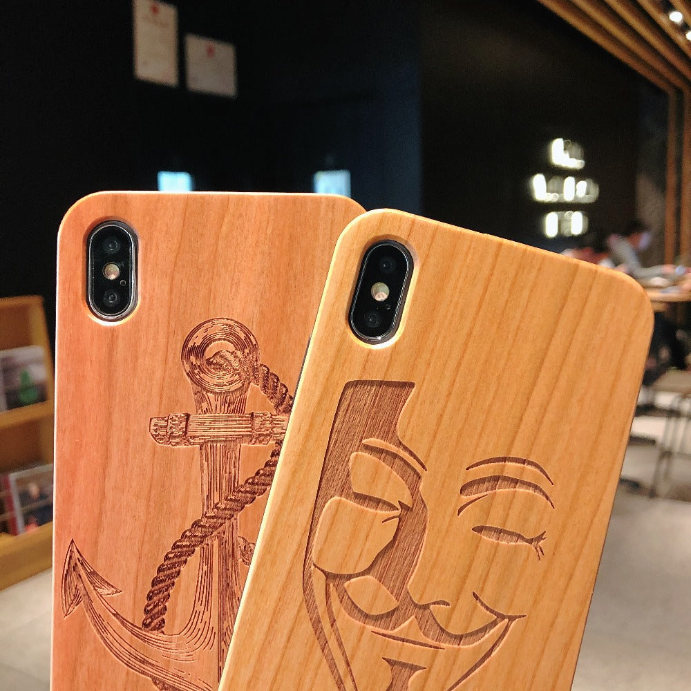 Laser Engraving Real Wood Cell Phone Case for iPhone XS MAX XR 7 8PLUS X Wooden Unique Shock Customized Bamboo Phone Cover Shell -  Free Shipping - Aurelia Clothing