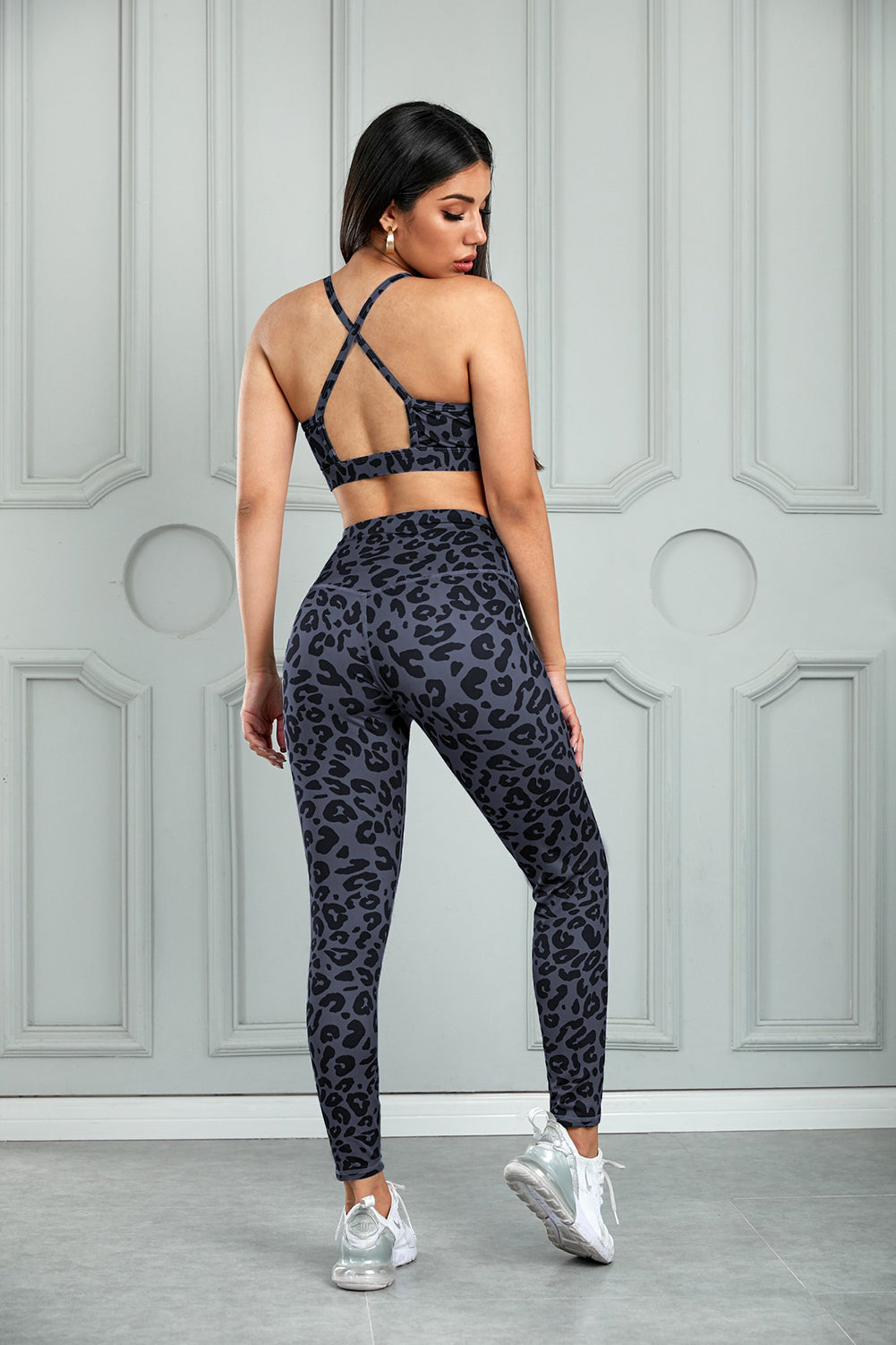 Leopard Cutout Sports Bra and Leggings Set - Aurelia Clothing