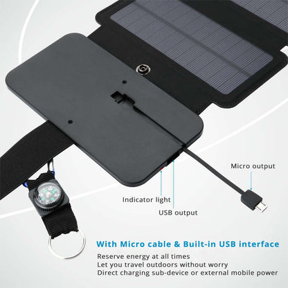 Lerranc Portable Folding 10W Solar Panels Charger 5V 2.1A USB Output Solar Cells for Cellphones Outdoors - Free Shipping - Aurelia Clothing
