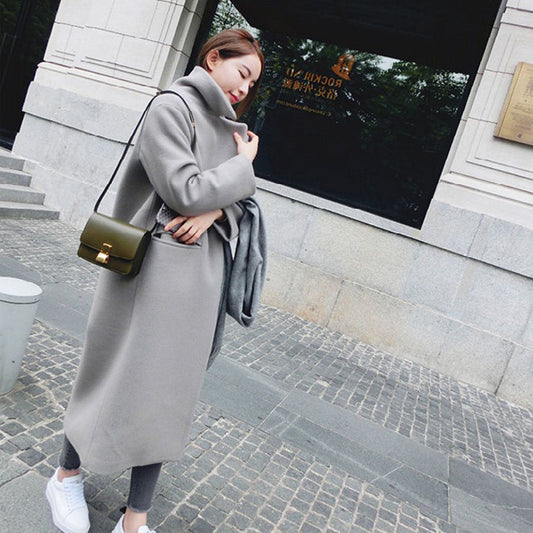 Long coat in woolen coat - Free Shipping - Aurelia Clothing