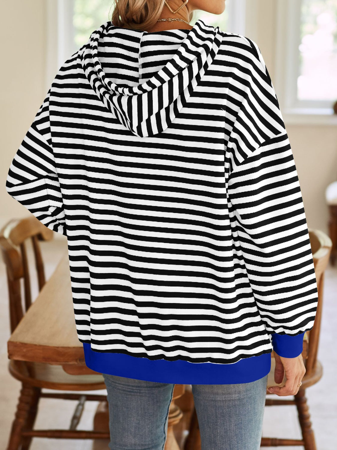 Lovelet Drawstring Striped Long Sleeve Hoodie - Aurelia Clothing