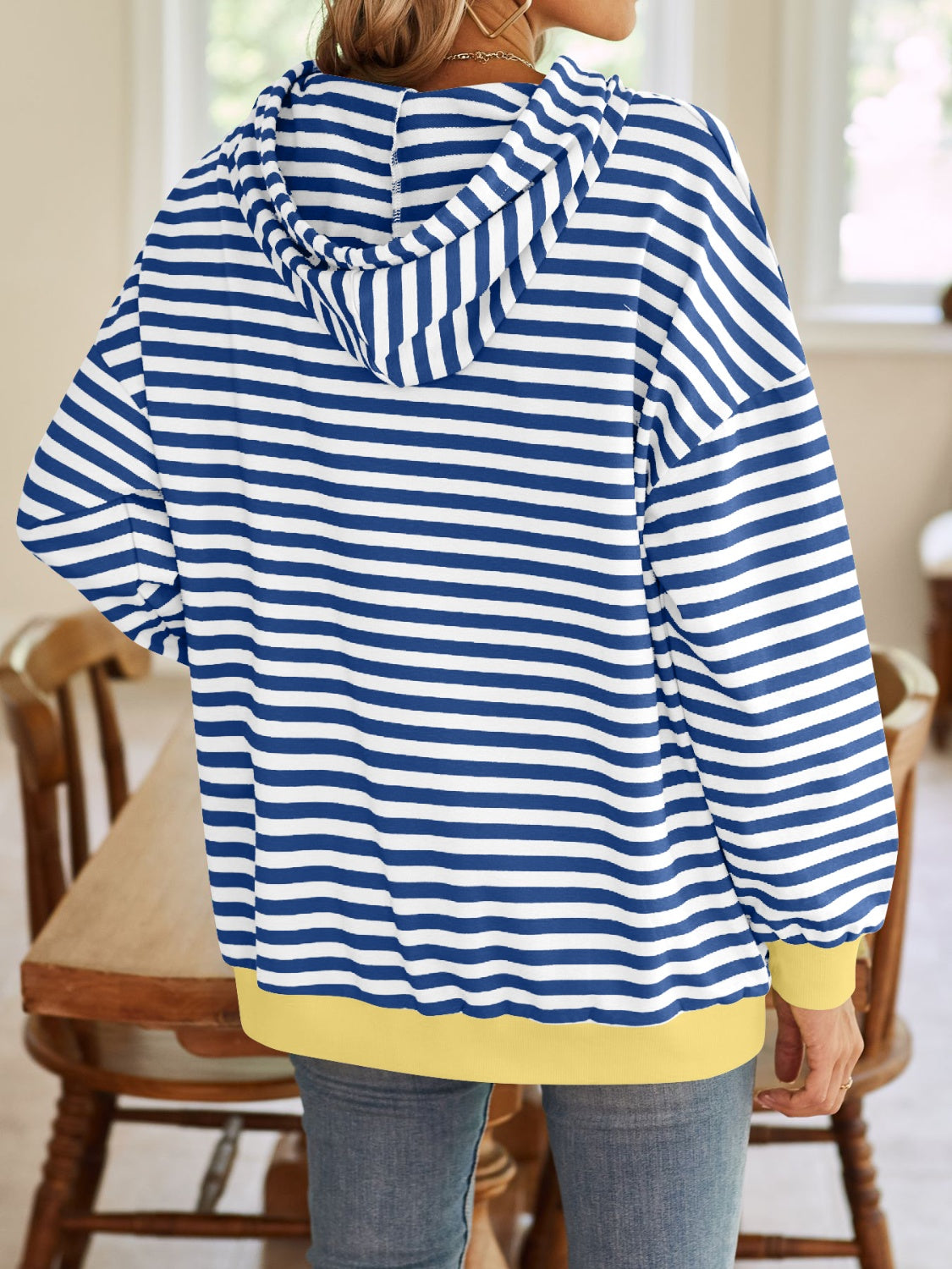 Lovelet Drawstring Striped Long Sleeve Hoodie - Aurelia Clothing