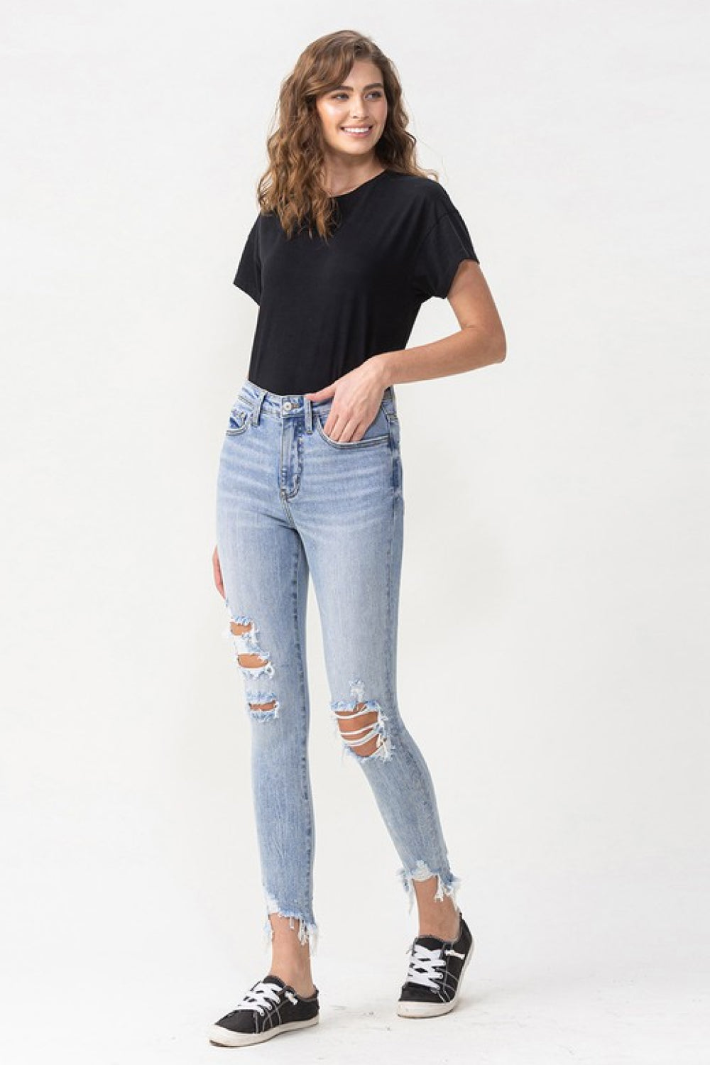 Lovervet Full Size Lauren Distressed High Rise Skinny Jeans - Aurelia Clothing