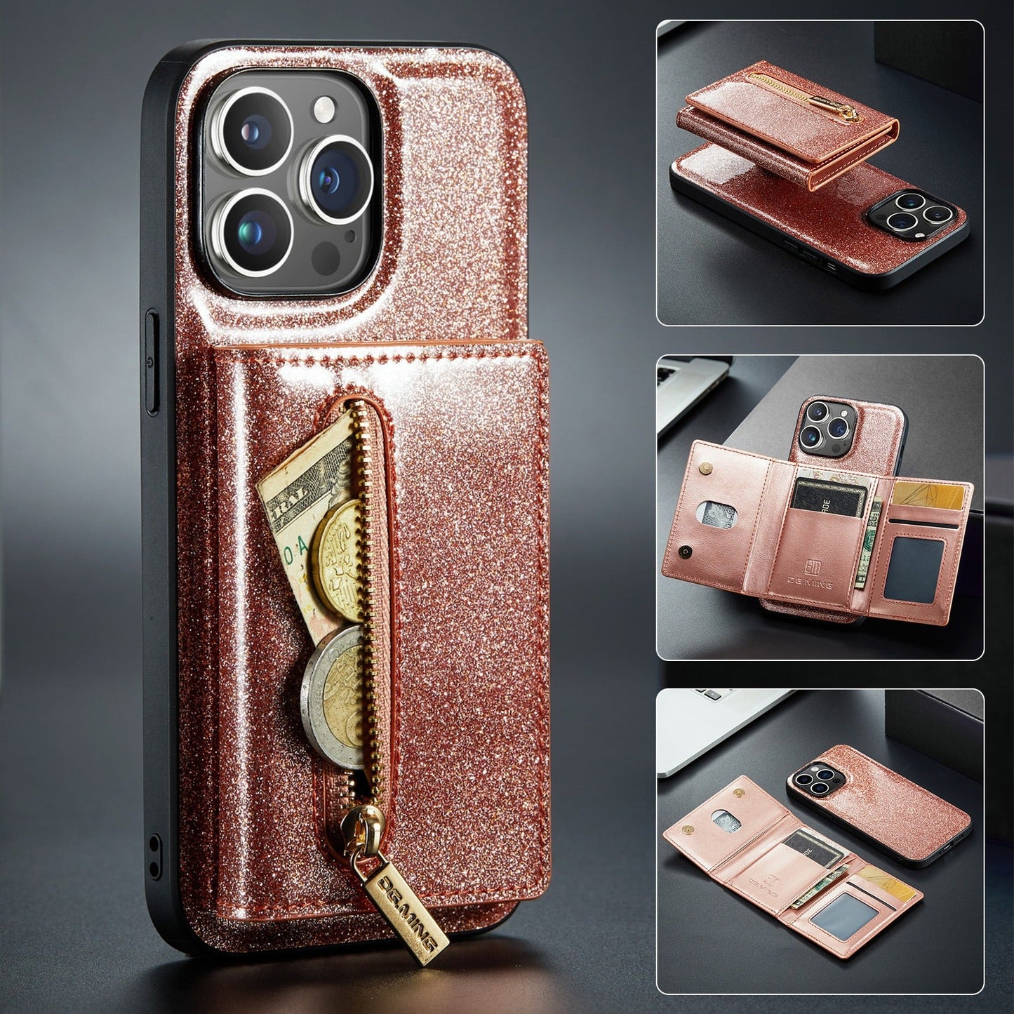 M3 For iPhone 14 Pro Max Glitter Wallet Protective Case iPhone 14 Pro Two In One Magnetic Phone Case - Free Shipping - Aurelia Clothing