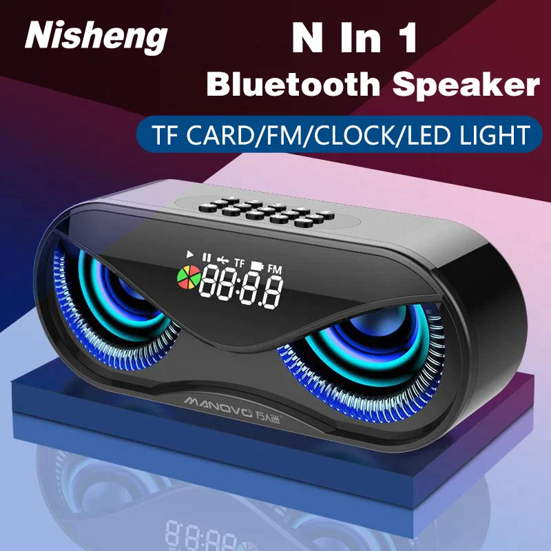 M6 Cool Owl Design Bluetooth Speaker LED Flash Wireless Loudspeaker FM Radio Alarm Clock TF Card Support Select Songs By Number - Free Shipping - Aurelia Clothing