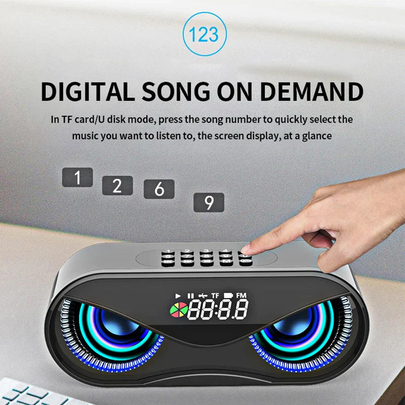 M6 Cool Owl Design Bluetooth Speaker LED Flash Wireless Loudspeaker FM Radio Alarm Clock TF Card Support Select Songs By Number - Free Shipping - Aurelia Clothing