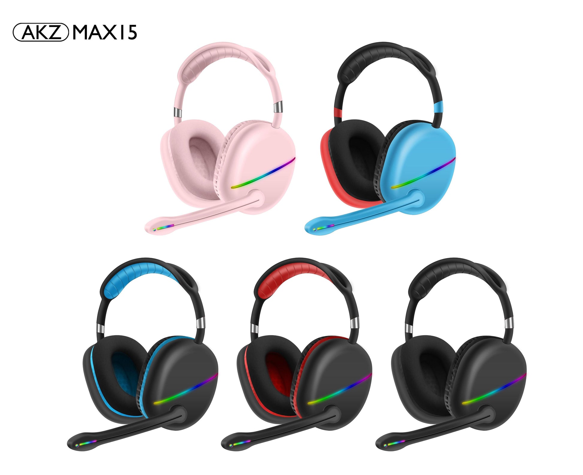 MAX15 New RGB Headset Bluetooth Headset External Microphone Subwoofer Long Battery Life Gaming Headset - Free Shipping - Aurelia Clothing