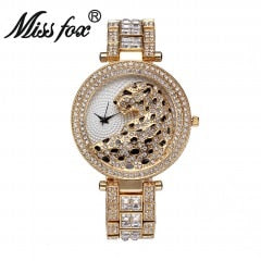 MISSFOX V227  Women Quartz Watch Fashion Bling Casual Ladies Watch Female Quartz Gold Watch Crystal Diamond Leopard For Women Clock - Free Shipping - Aurelia Clothing