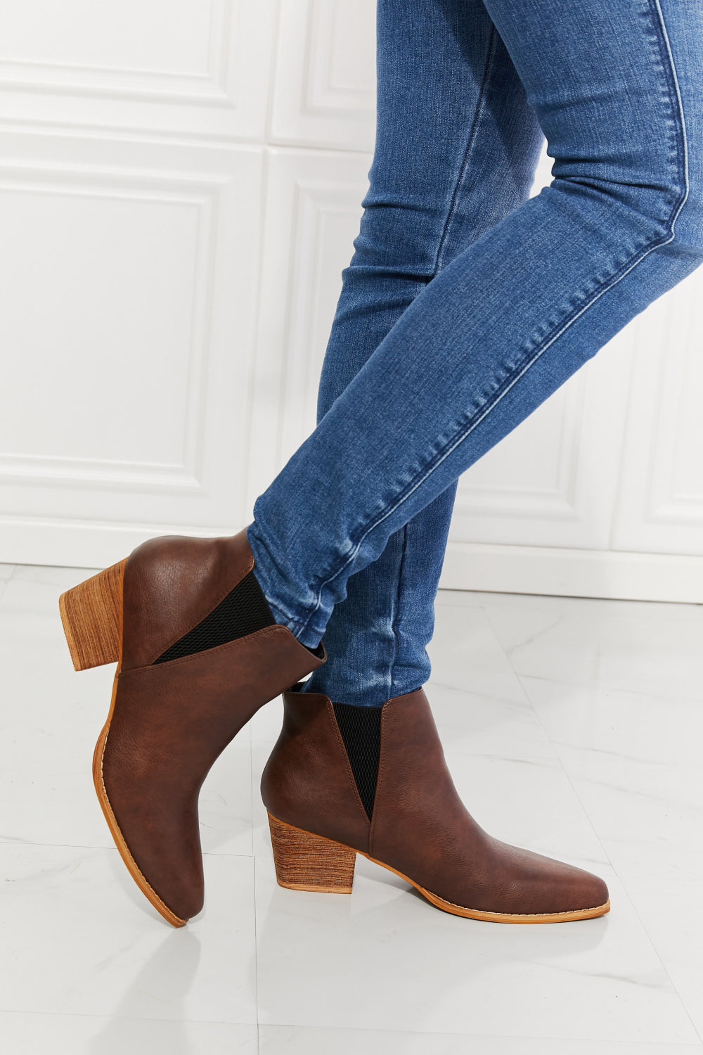 MMShoes Back At It Point Toe Bootie in Chocolate - Aurelia Clothing