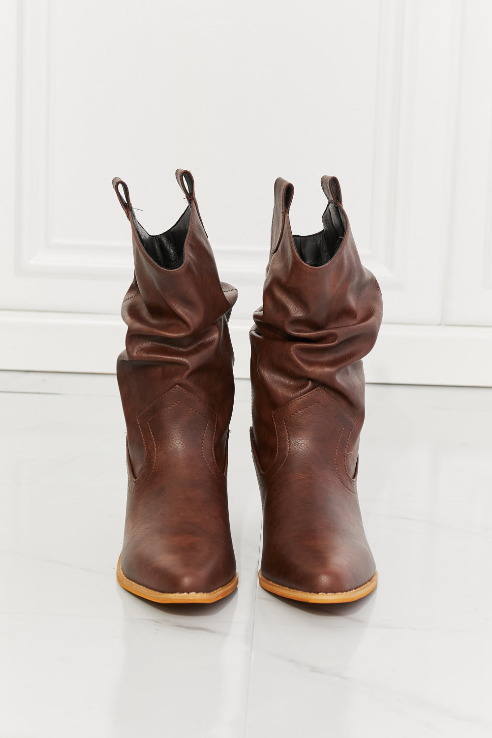 MMShoes Better in Texas Scrunch Cowboy Boots in Brown - Aurelia Clothing