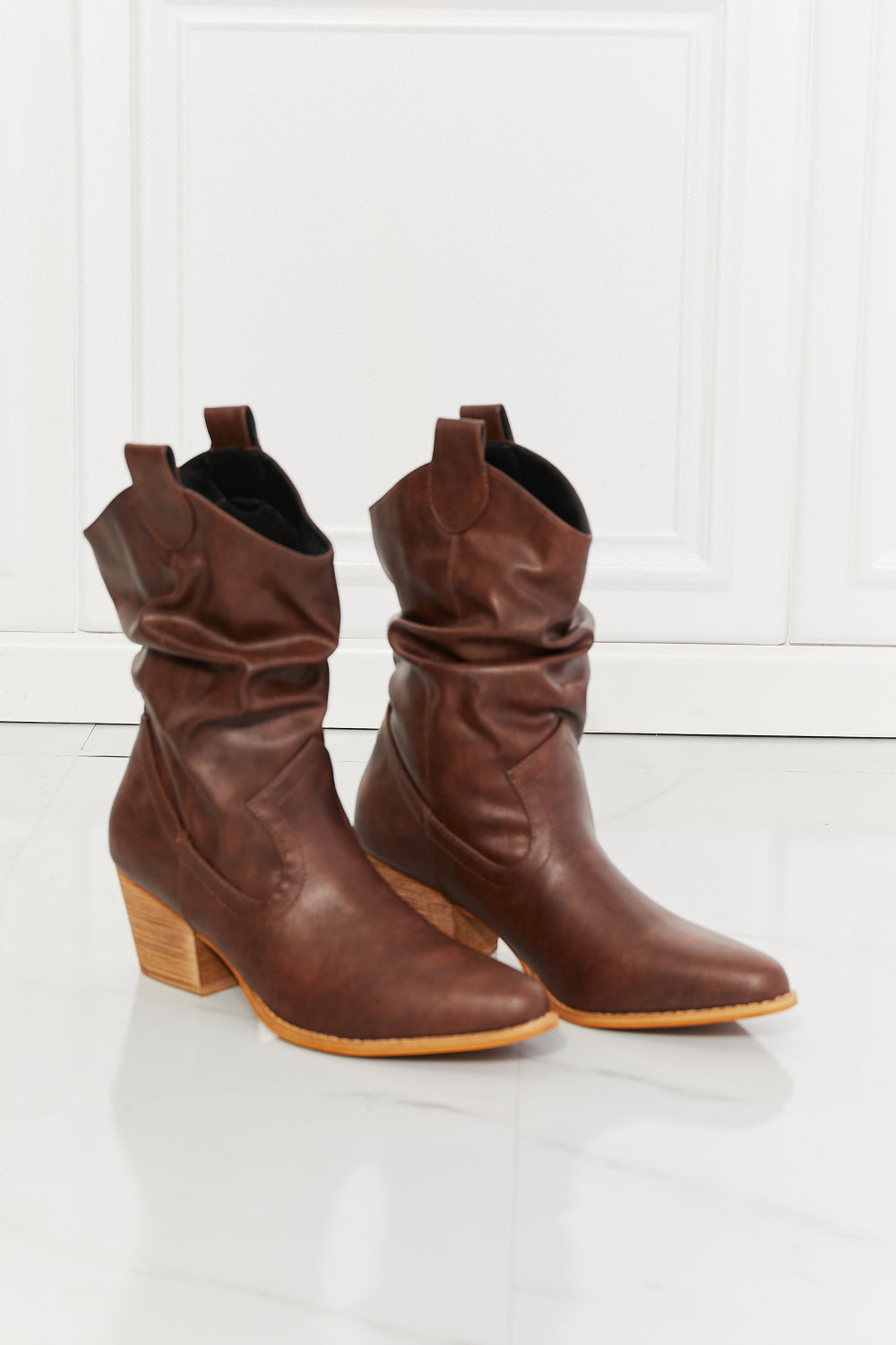 MMShoes Better in Texas Scrunch Cowboy Boots in Brown - Aurelia Clothing