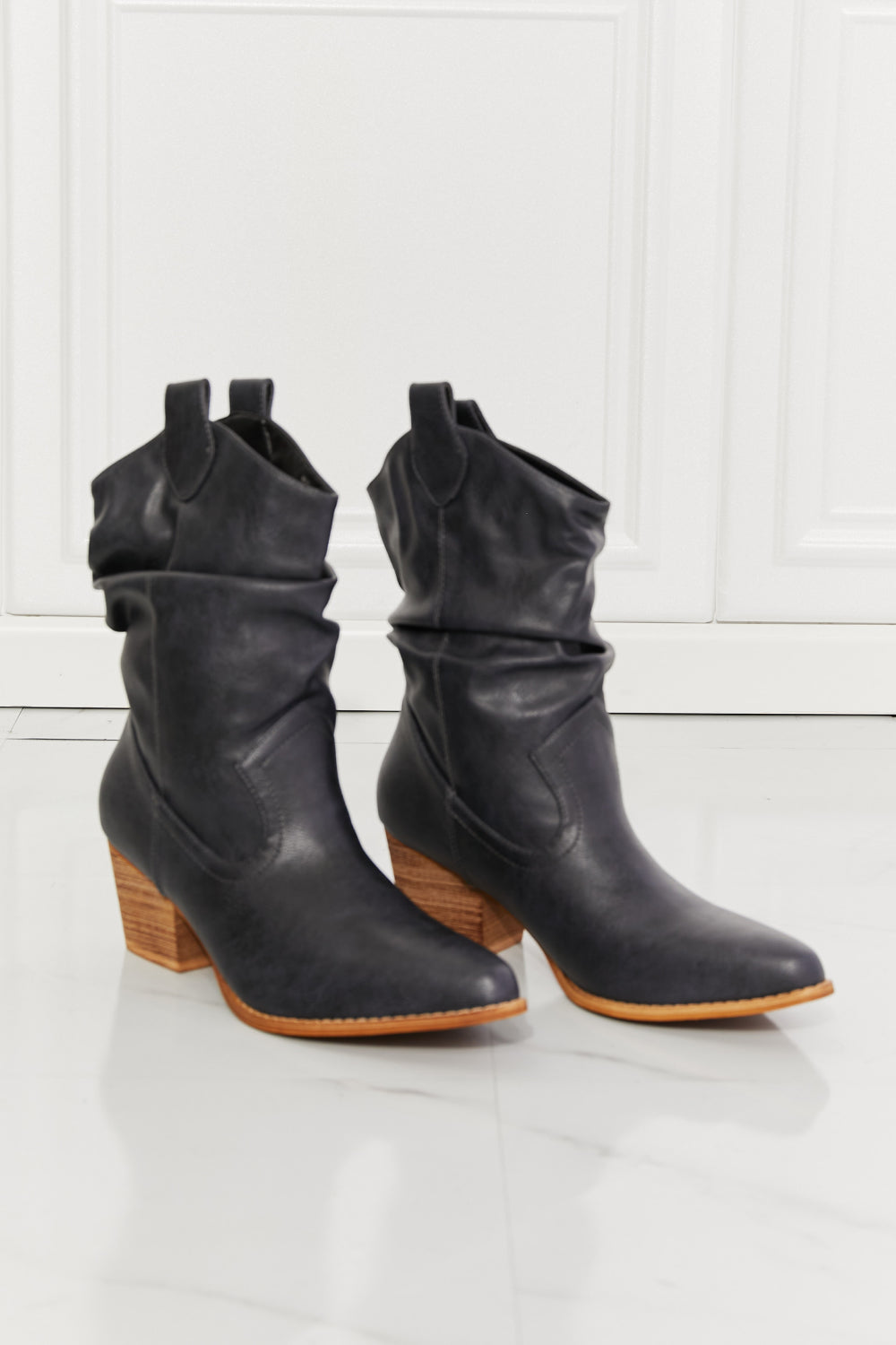 MMShoes Better in Texas Scrunch Cowboy Boots in Navy - Aurelia Clothing