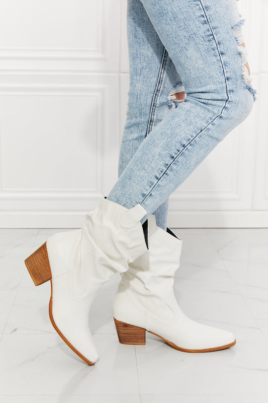 MMShoes Better in Texas Scrunch Cowboy Boots in White - Aurelia Clothing