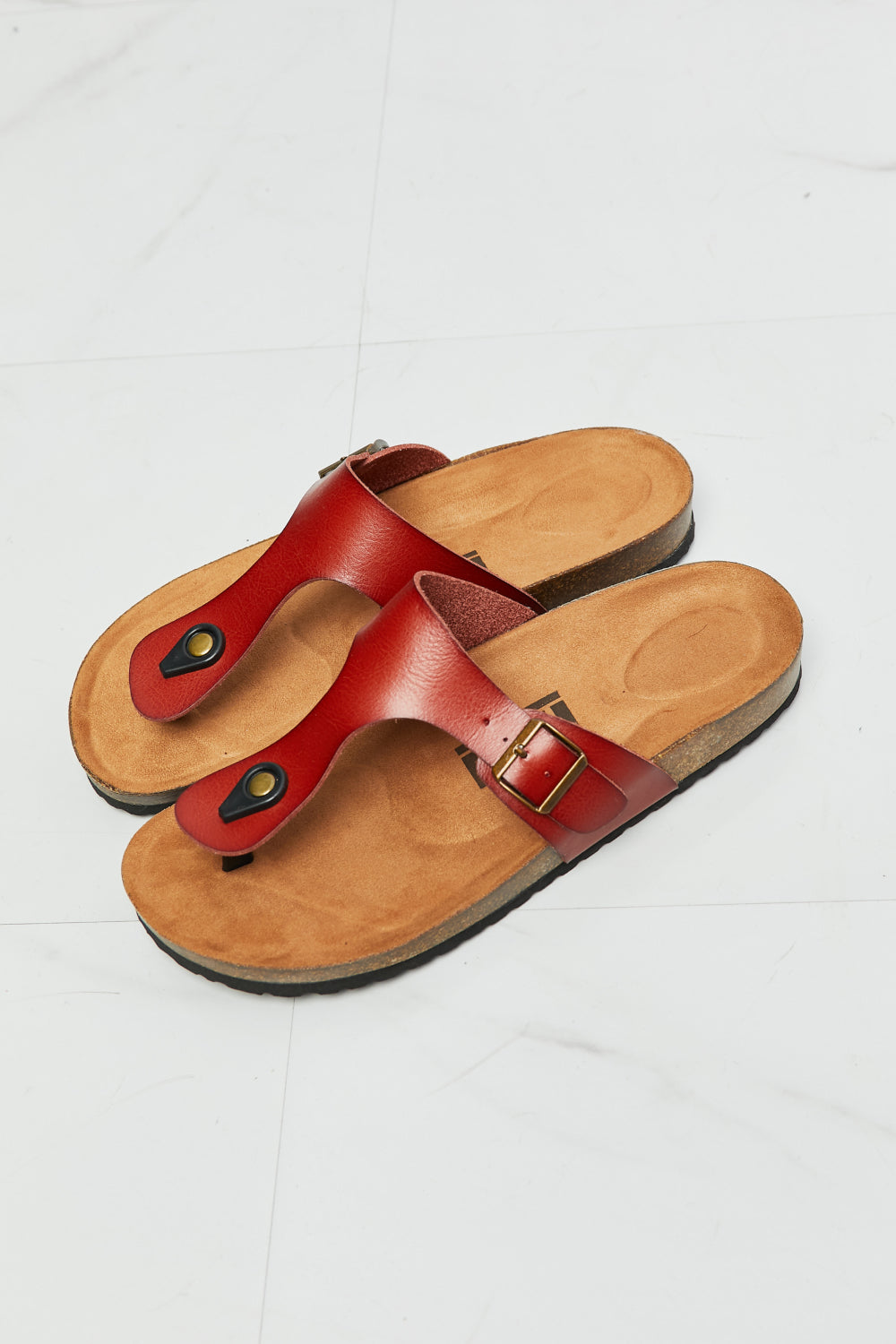 MMShoes Drift Away T-Strap Flip-Flop in Red - Aurelia Clothing