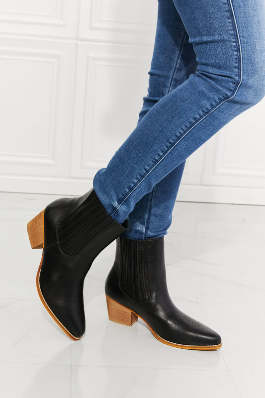 MMShoes Love the Journey Stacked Heel Chelsea Boot in Black - Aurelia Clothing