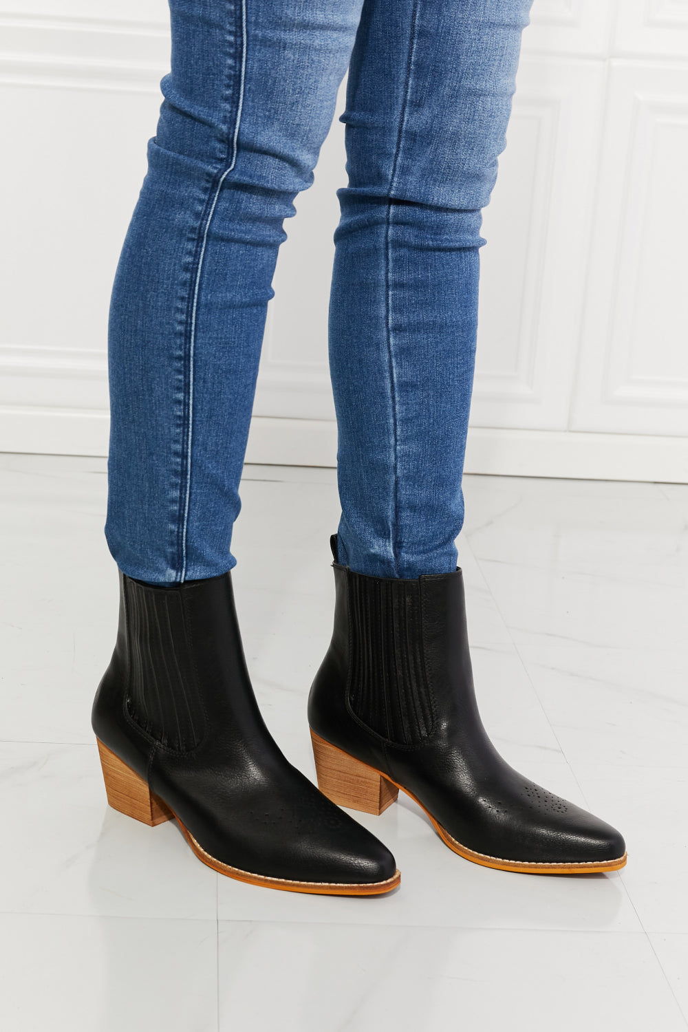 MMShoes Love the Journey Stacked Heel Chelsea Boot in Black - Aurelia Clothing