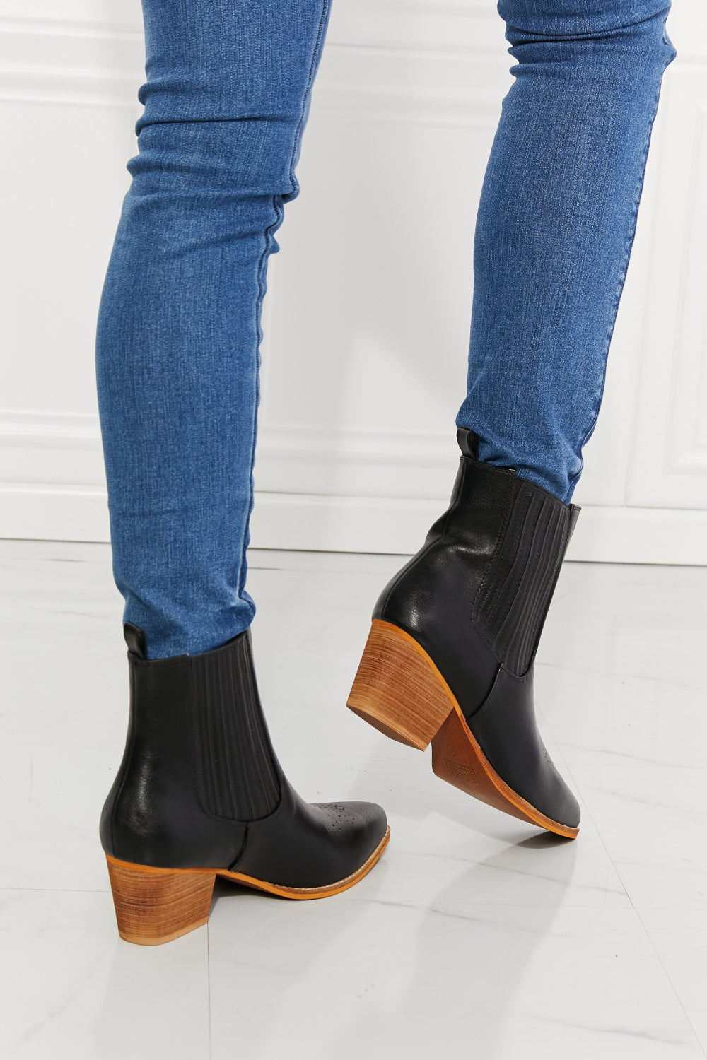 MMShoes Love the Journey Stacked Heel Chelsea Boot in Black - Aurelia Clothing