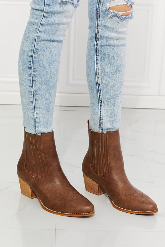 MMShoes Love the Journey Stacked Heel Chelsea Boot in Chestnut - Aurelia Clothing