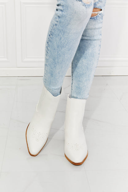 MMShoes Love the Journey Stacked Heel Chelsea Boot in White - Aurelia Clothing